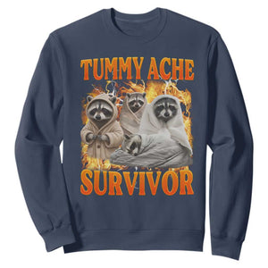Tummy Ache Survivor Raccoon Meme Sweatshirt TS10 Navy Print Your Wear