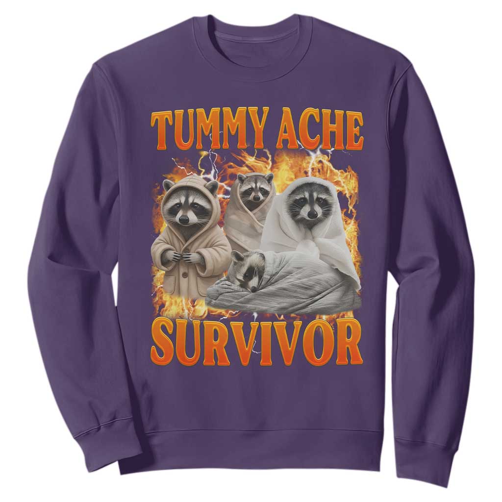 Tummy Ache Survivor Raccoon Meme Sweatshirt TS10 Purple Print Your Wear