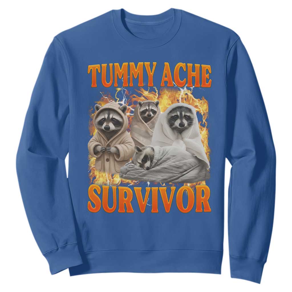 Tummy Ache Survivor Raccoon Meme Sweatshirt TS10 Royal Blue Print Your Wear