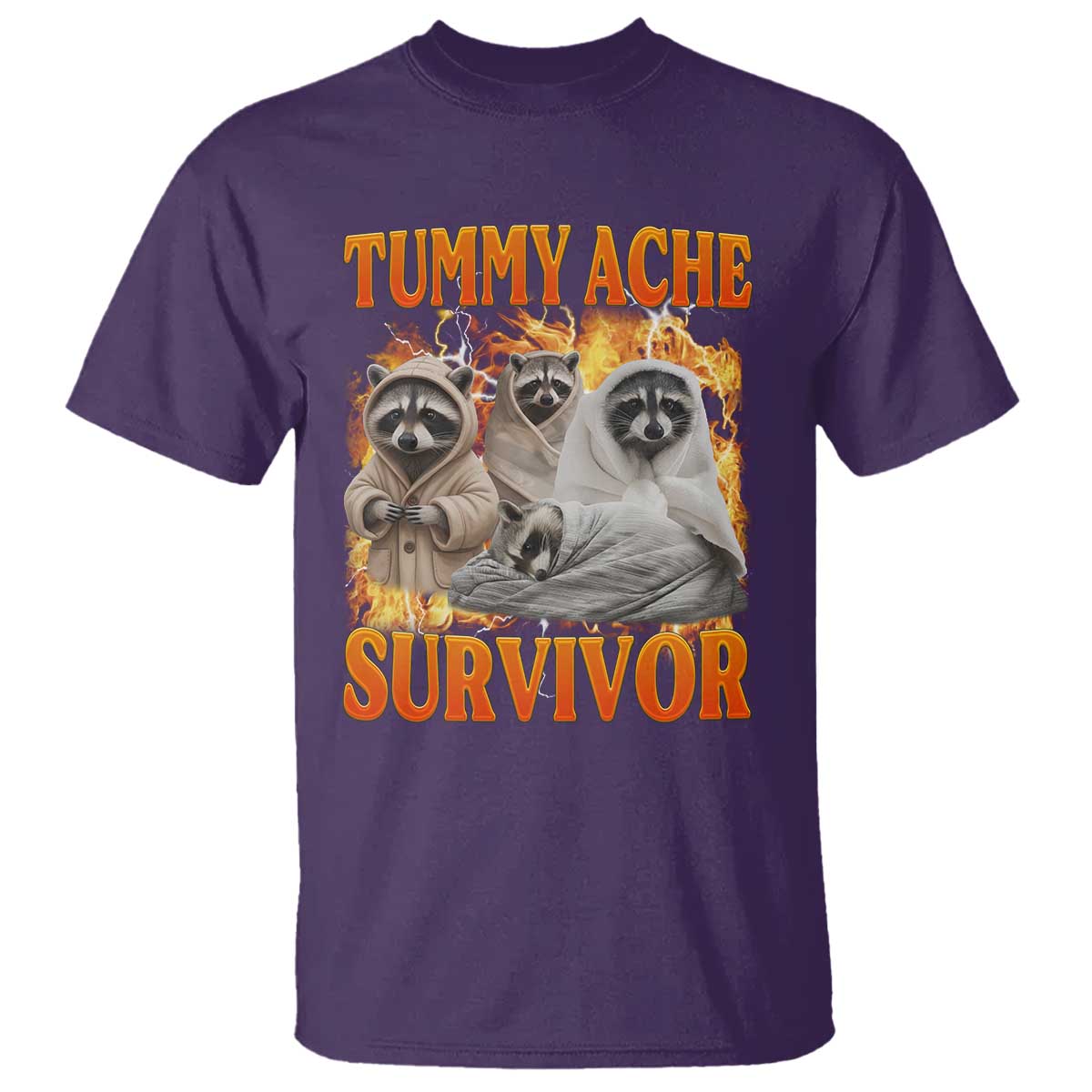 Tummy Ache Survivor Raccoon Meme T Shirt TS10 Purple Print Your Wear