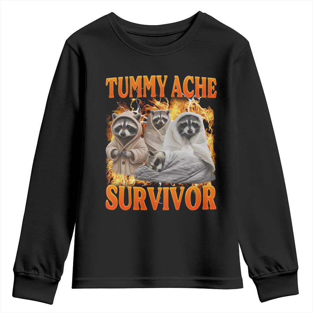 Tummy Ache Survivor Raccoon Meme Youth Sweatshirt TS10 Black Print Your Wear