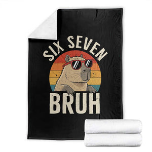 Six Seven Bruh 67 Meme Funny Capybara Throw Blanket TS10 Black Print Your Wear