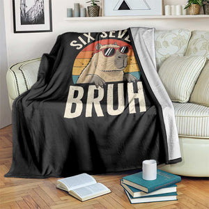 Six Seven Bruh 67 Meme Funny Capybara Throw Blanket TS10 Print Your Wear