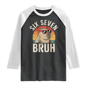 Six Seven Bruh 67 Meme Funny Capybara Raglan Shirt TS10 Black White Print Your Wear