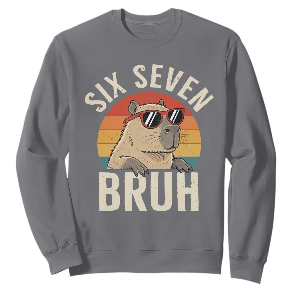 Six Seven Bruh 67 Meme Funny Capybara Sweatshirt TS10 Charcoal Print Your Wear
