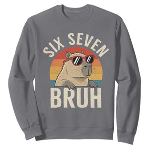 Six Seven Bruh 67 Meme Funny Capybara Sweatshirt TS10 Charcoal Print Your Wear