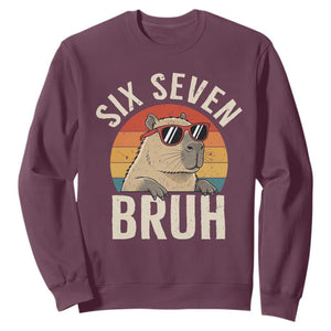Six Seven Bruh 67 Meme Funny Capybara Sweatshirt TS10 Maroon Print Your Wear