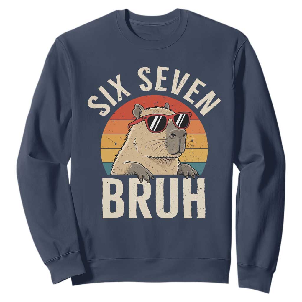 Six Seven Bruh 67 Meme Funny Capybara Sweatshirt TS10 Navy Print Your Wear