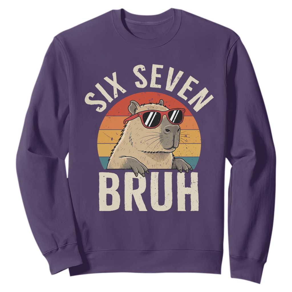Six Seven Bruh 67 Meme Funny Capybara Sweatshirt TS10 Purple Print Your Wear