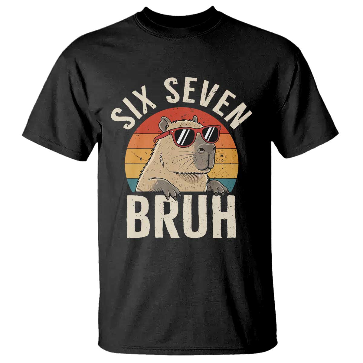Six Seven Bruh 67 Meme Funny Capybara T Shirt TS10 Black Print Your Wear