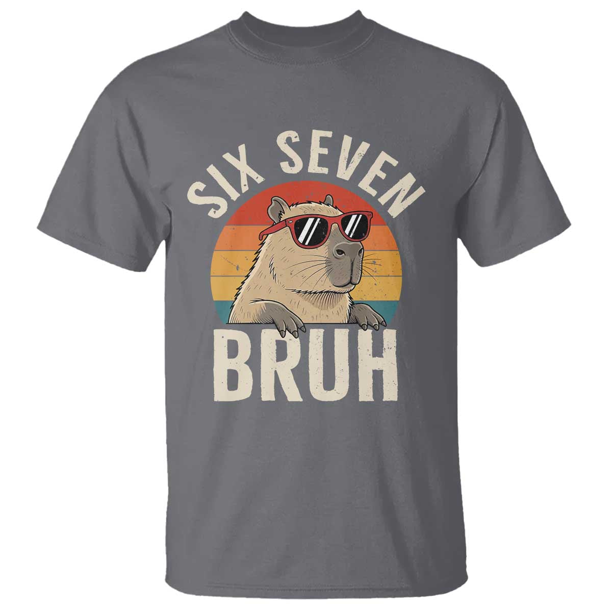 Six Seven Bruh 67 Meme Funny Capybara T Shirt TS10 Charcoal Print Your Wear