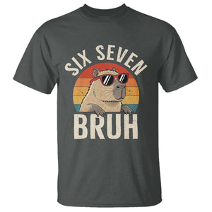 Six Seven Bruh 67 Meme Funny Capybara T Shirt TS10 Dark Heather Print Your Wear