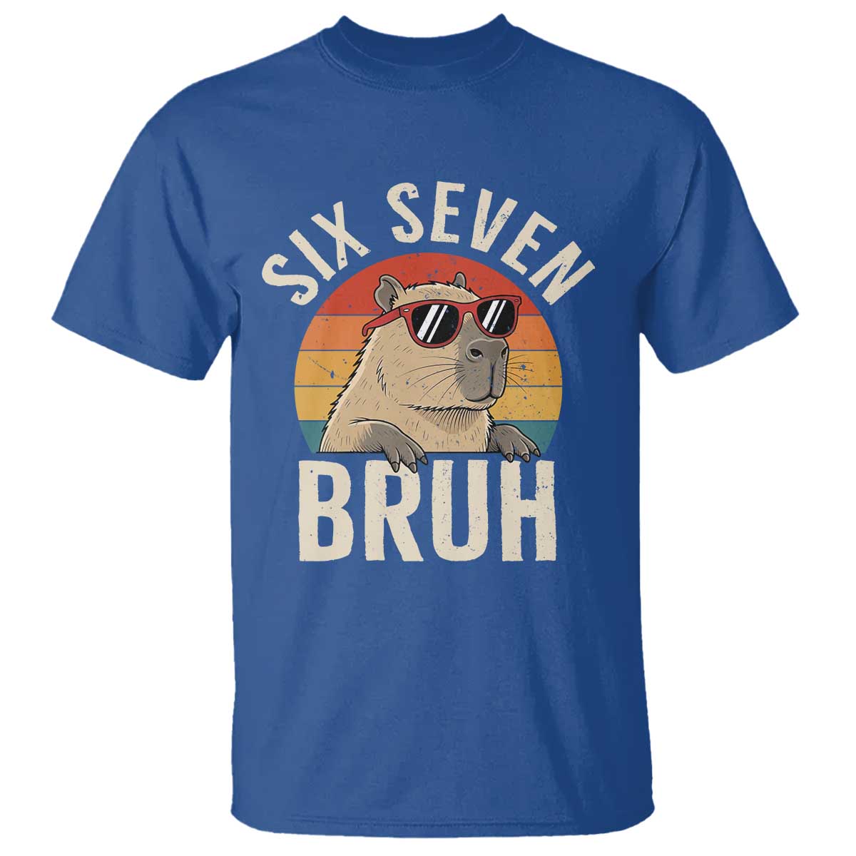 Six Seven Bruh 67 Meme Funny Capybara T Shirt TS10 Royal Blue Print Your Wear