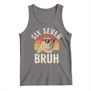 Six Seven Bruh 67 Meme Funny Capybara Tank Top TS10 Deep Heather Print Your Wear