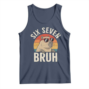 Six Seven Bruh 67 Meme Funny Capybara Tank Top TS10 Navy Print Your Wear