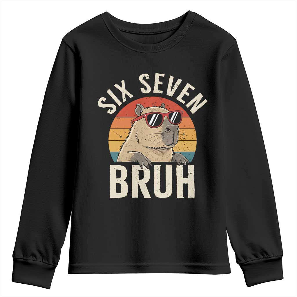 Six Seven Bruh 67 Meme Funny Capybara Youth Sweatshirt TS10 Black Print Your Wear
