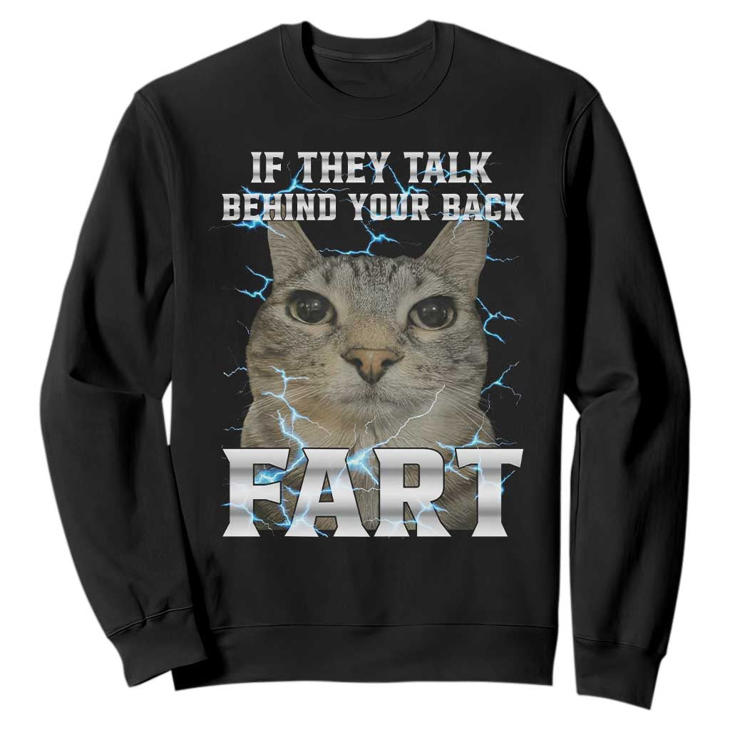 Cat Meme If They Talk Behind Your Back Fart Sweatshirt Funny Oddly Specific TS10 Black Print Your Wear