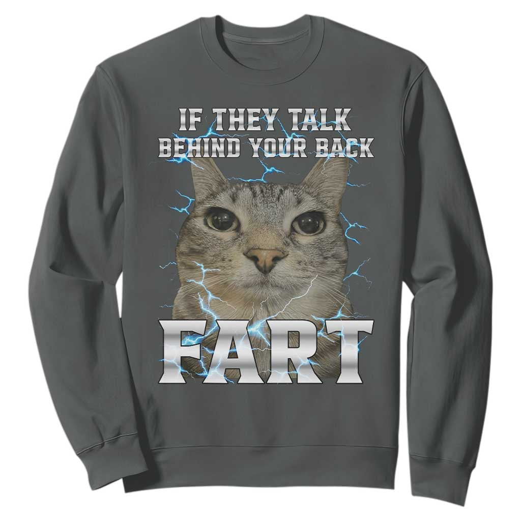Cat Meme If They Talk Behind Your Back Fart Sweatshirt Funny Oddly Specific TS10 Dark Heather Print Your Wear