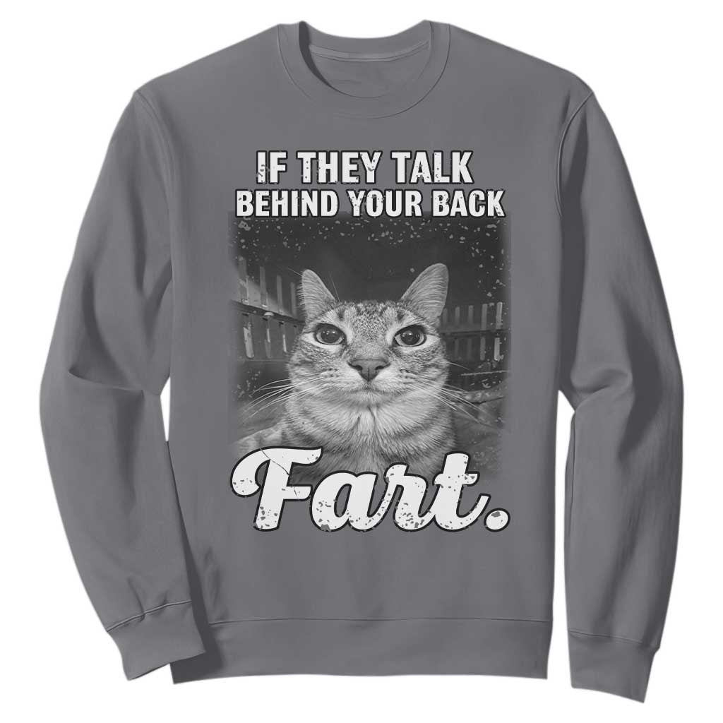If They Talk Behind Your Back Fart Sweatshirt Cat Meme Funny Oddly Specific TS10 Charcoal Print Your Wear