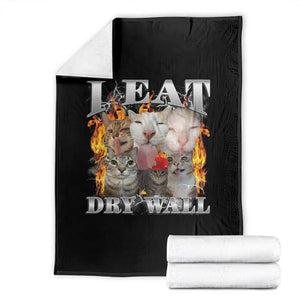 Funny Cat Meme Bootleg Graphic Throw Blanket I Eat Drywall Funny Weird Cursed Internet Memes TS10 Black Print Your Wear