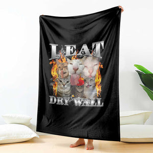 Funny Cat Meme Bootleg Graphic Throw Blanket I Eat Drywall Funny Weird Cursed Internet Memes TS10 Print Your Wear
