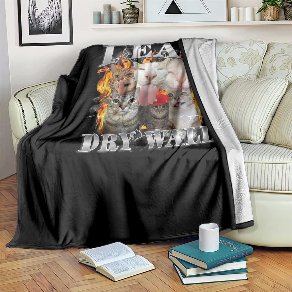 Funny Cat Meme Bootleg Graphic Throw Blanket I Eat Drywall Funny Weird Cursed Internet Memes TS10 Print Your Wear