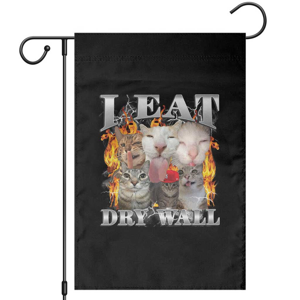 Funny Cat Meme Bootleg Graphic Garden Flag I Eat Drywall Funny Weird Cursed Internet Memes TS10 Black Print Your Wear
