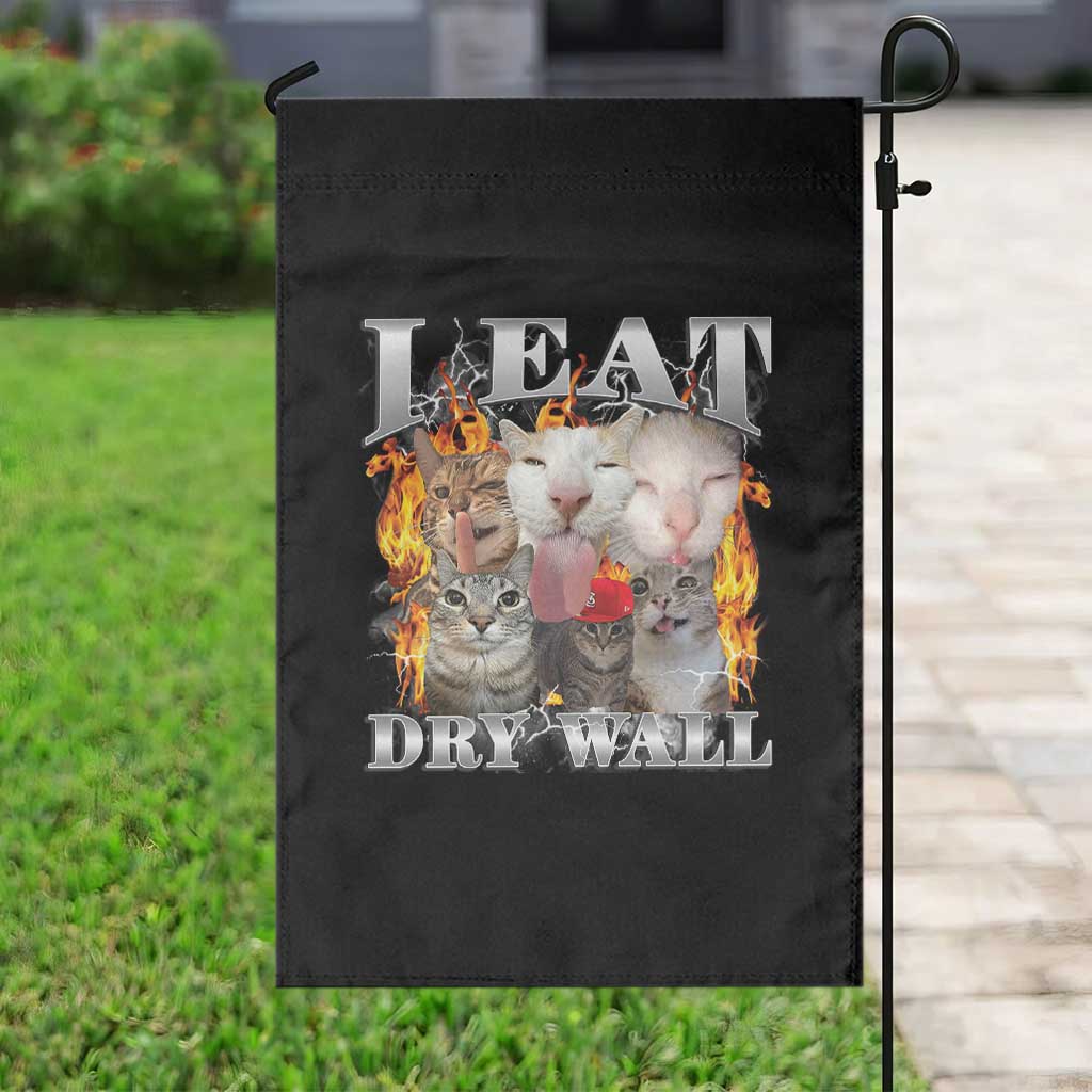 Funny Cat Meme Bootleg Graphic Garden Flag I Eat Drywall Funny Weird Cursed Internet Memes TS10 Print Your Wear