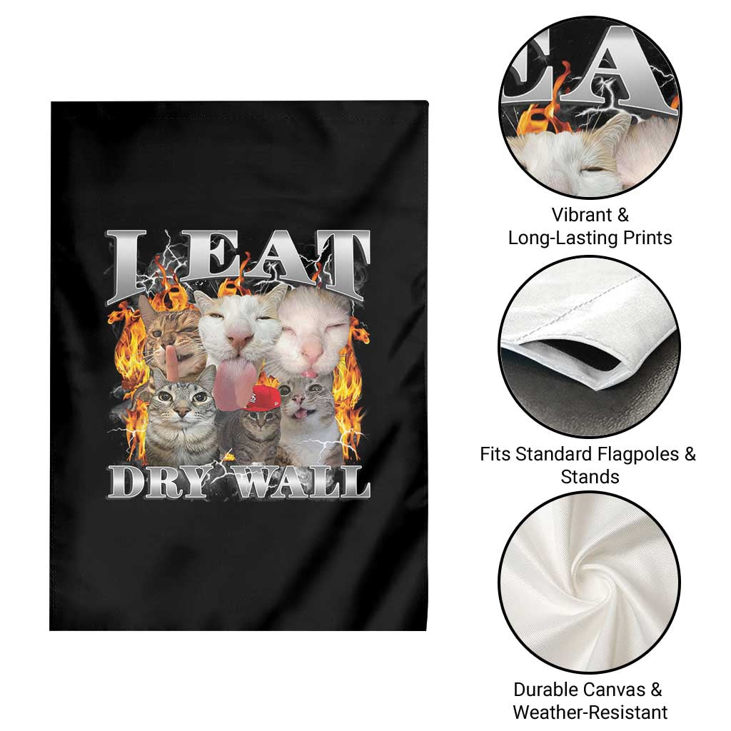 Funny Cat Meme Bootleg Graphic Garden Flag I Eat Drywall Funny Weird Cursed Internet Memes TS10 Print Your Wear