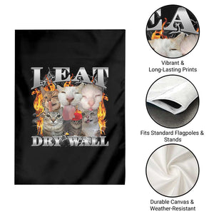 Funny Cat Meme Bootleg Graphic Garden Flag I Eat Drywall Funny Weird Cursed Internet Memes TS10 Print Your Wear
