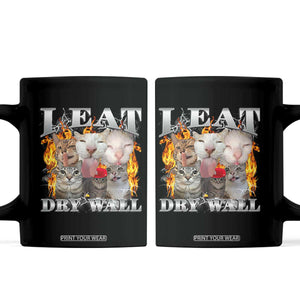 Funny Cat Meme Bootleg Graphic Coffee Mug I Eat Drywall Funny Weird Cursed Internet Memes TS10 Black Print Your Wear