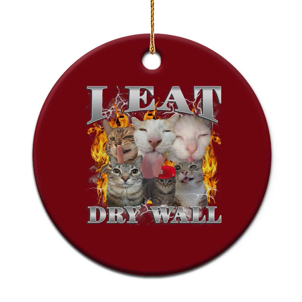 Funny Cat Meme Bootleg Graphic Ceramic Ornament I Eat Drywall Funny Weird Cursed Internet Memes TS10 1pc Red Print Your Wear