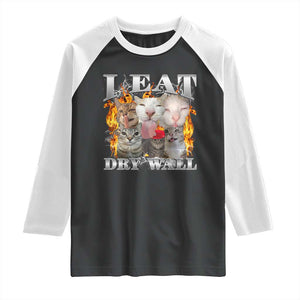 Funny Cat Meme Bootleg Graphic Raglan Shirt I Eat Drywall Funny Weird Cursed Internet Memes TS10 Black White Print Your Wear