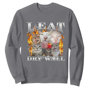 Funny Cat Meme Bootleg Graphic Sweatshirt I Eat Drywall Funny Weird Cursed Internet Memes TS10 Charcoal Print Your Wear