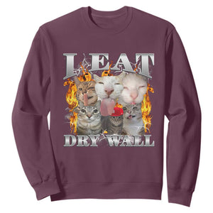 Funny Cat Meme Bootleg Graphic Sweatshirt I Eat Drywall Funny Weird Cursed Internet Memes TS10 Maroon Print Your Wear