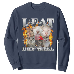 Funny Cat Meme Bootleg Graphic Sweatshirt I Eat Drywall Funny Weird Cursed Internet Memes TS10 Navy Print Your Wear