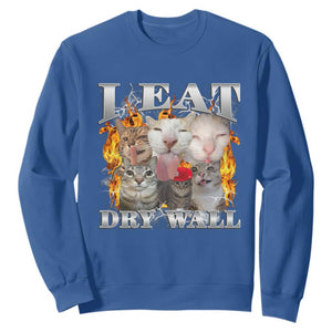 Funny Cat Meme Bootleg Graphic Sweatshirt I Eat Drywall Funny Weird Cursed Internet Memes TS10 Royal Blue Print Your Wear