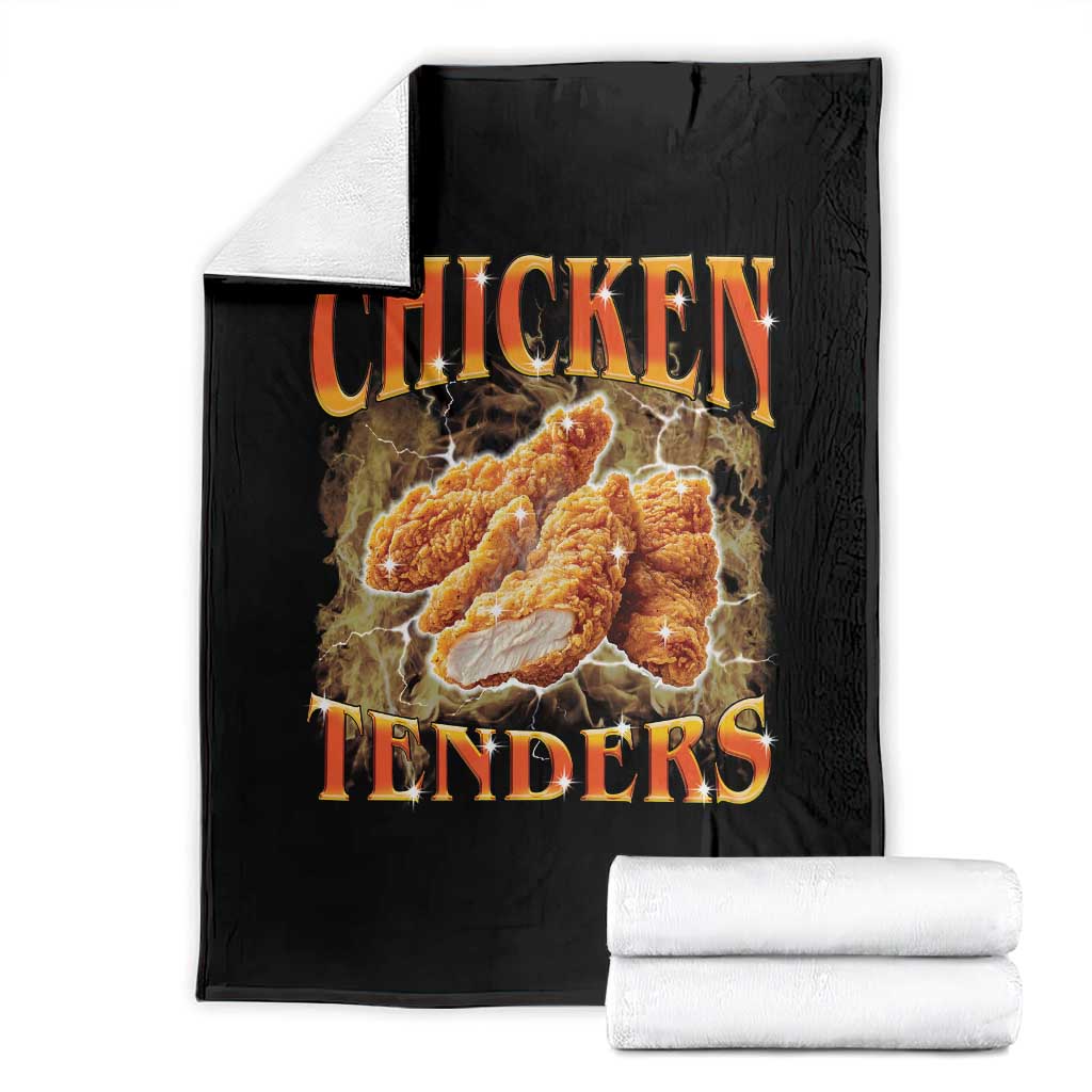 Funny Chicken Tenders Throw Blanket Funny Foodie Vintage 90s Bootleg Rap TS10 Black Print Your Wear