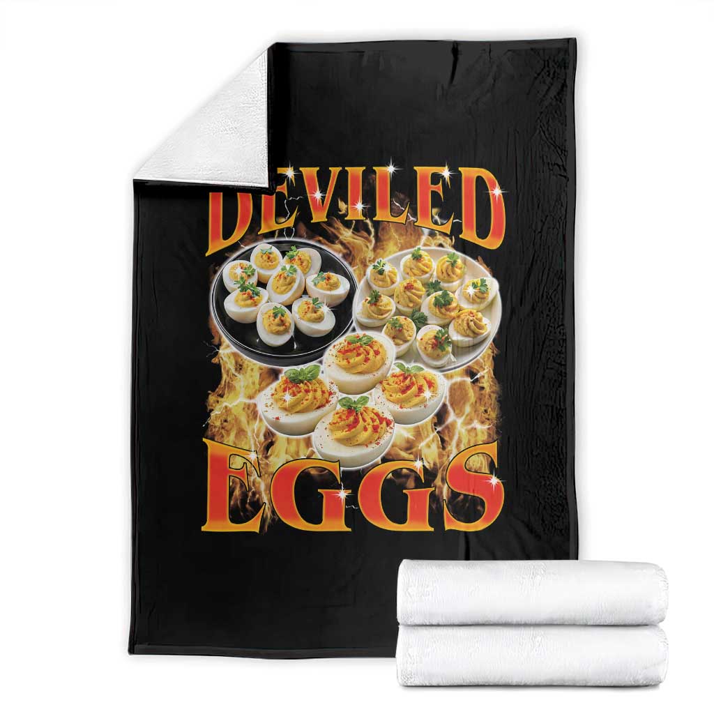Deviled Eggs Throw Blanket Vintage 90s Thanksgiving Funny Foodie Bootleg Graphic TS10 Black Print Your Wear
