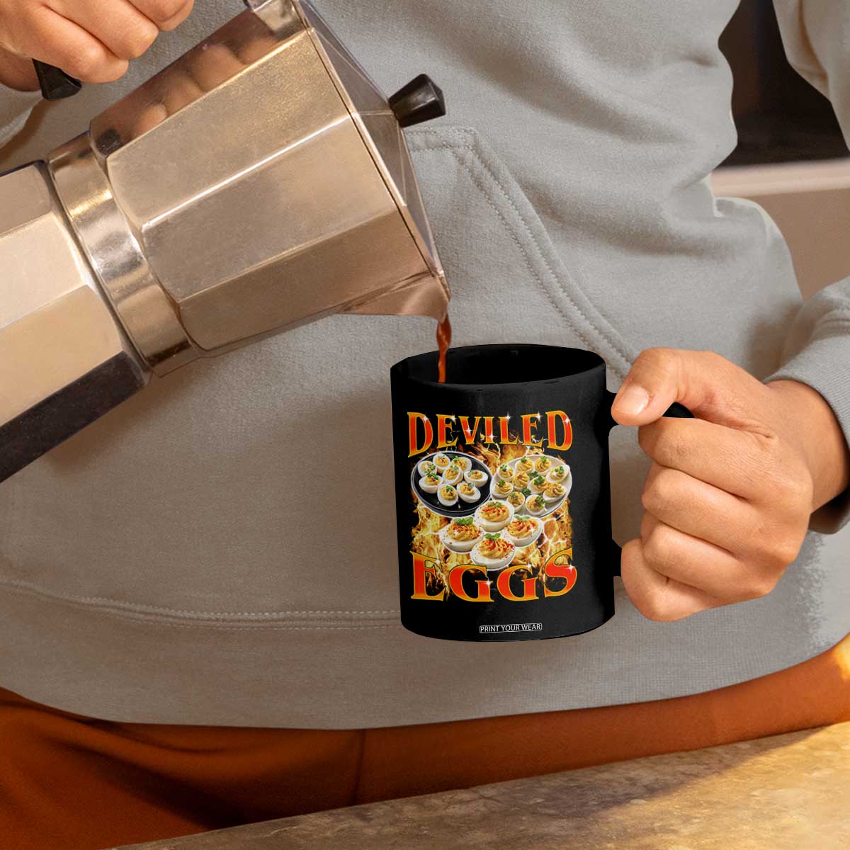 Deviled Eggs Coffee Mug Vintage 90s Thanksgiving Funny Foodie Bootleg Graphic TS10 Print Your Wear