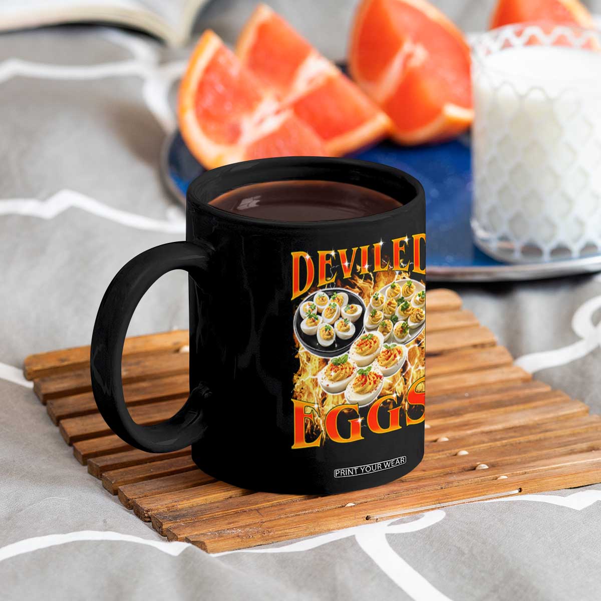 Deviled Eggs Coffee Mug Vintage 90s Thanksgiving Funny Foodie Bootleg Graphic TS10 Print Your Wear