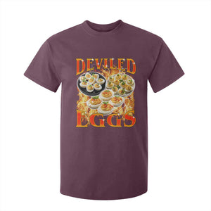 Deviled Eggs T Shirt For Kid Vintage 90s Thanksgiving Funny Foodie Bootleg Graphic TS10 Maroon Print Your Wear