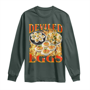 Deviled Eggs Long Sleeve Shirt Vintage 90s Thanksgiving Funny Foodie Bootleg Graphic TS10 Dark Forest Green Print Your Wear