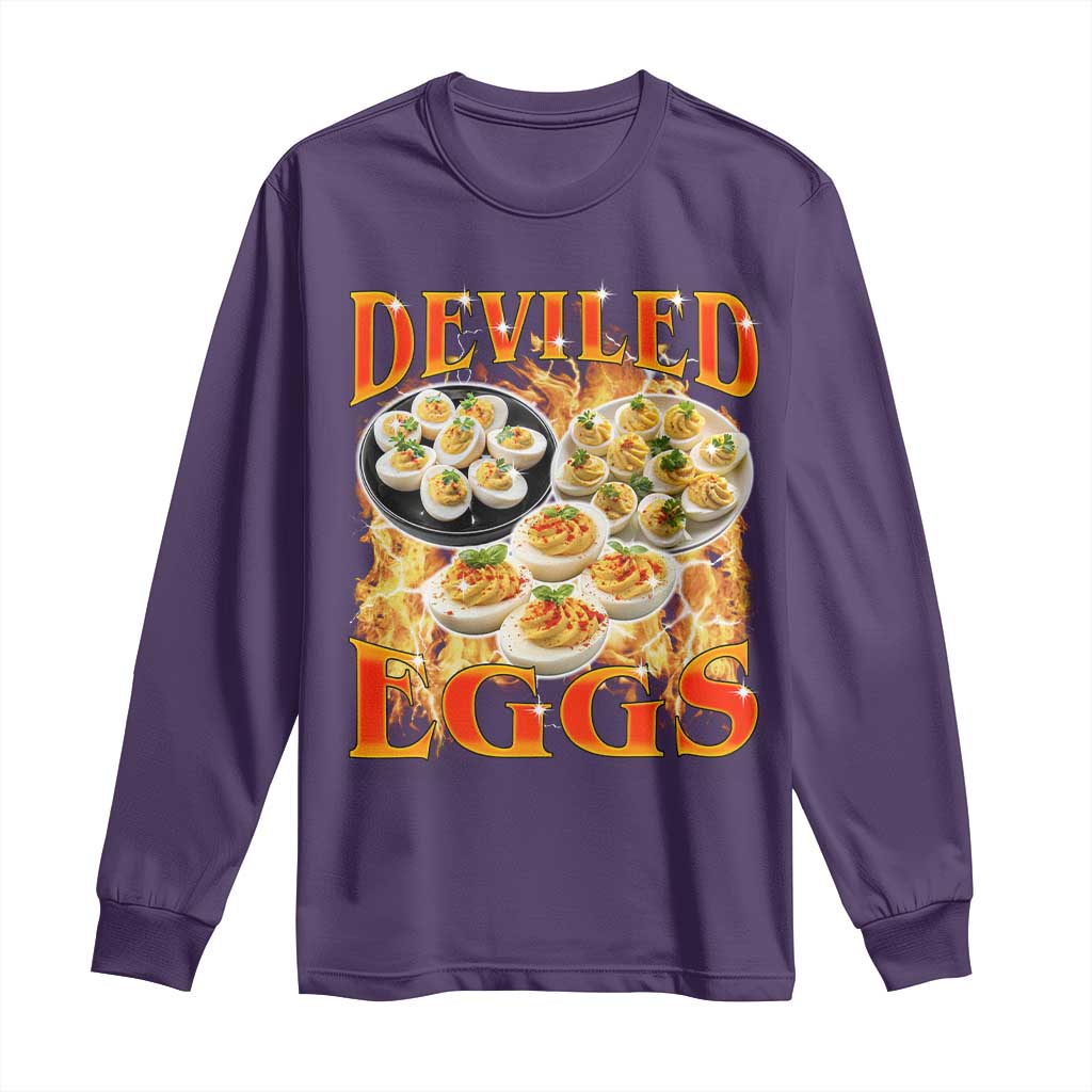 Deviled Eggs Long Sleeve Shirt Vintage 90s Thanksgiving Funny Foodie Bootleg Graphic TS10 Purple Print Your Wear