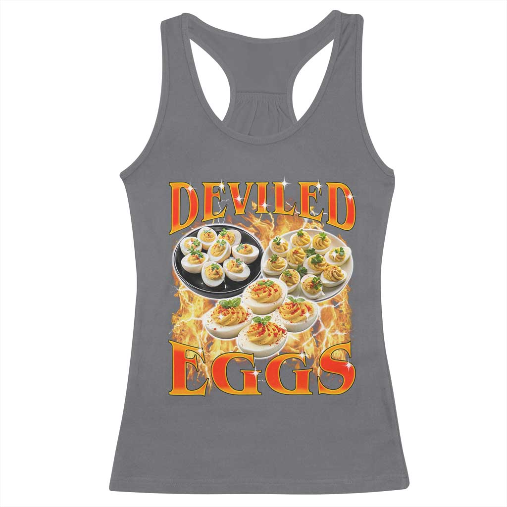 Deviled Eggs Racerback Tank Top Vintage 90s Thanksgiving Funny Foodie Bootleg Graphic TS10 Charcoal Print Your Wear