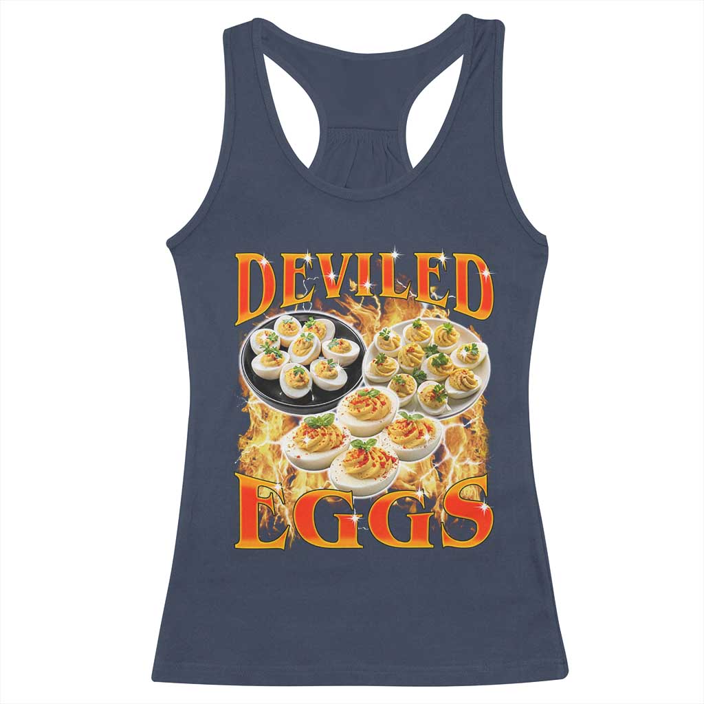 Deviled Eggs Racerback Tank Top Vintage 90s Thanksgiving Funny Foodie Bootleg Graphic TS10 Navy Print Your Wear