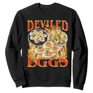 Deviled Eggs Sweatshirt Vintage 90s Thanksgiving Funny Foodie Bootleg Graphic TS10 Black Print Your Wear