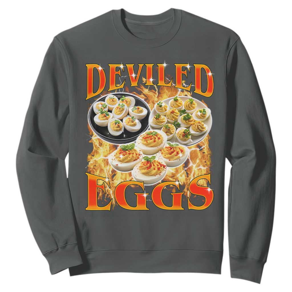 Deviled Eggs Sweatshirt Vintage 90s Thanksgiving Funny Foodie Bootleg Graphic TS10 Dark Heather Print Your Wear