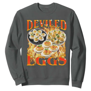 Deviled Eggs Sweatshirt Vintage 90s Thanksgiving Funny Foodie Bootleg Graphic TS10 Dark Heather Print Your Wear
