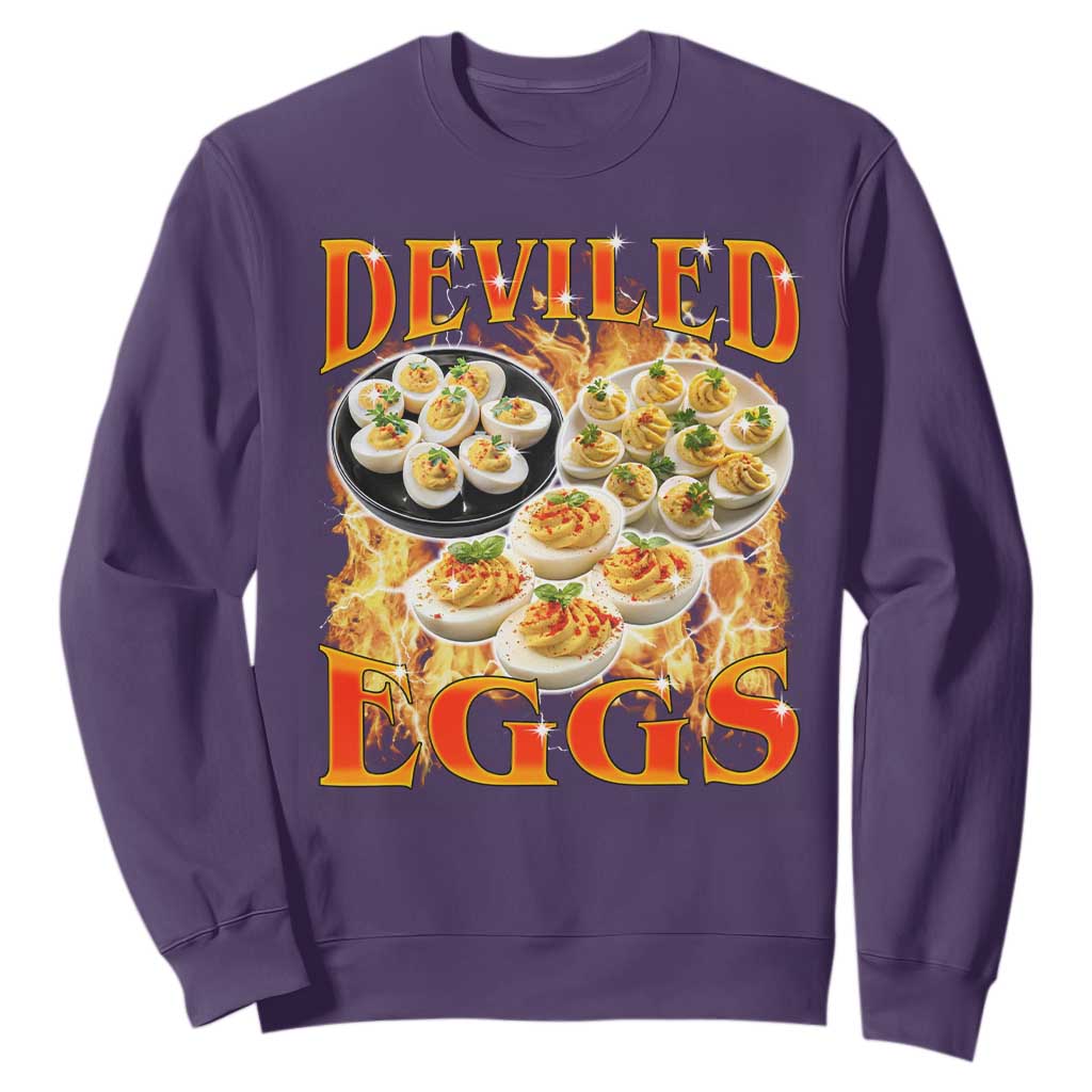 Deviled Eggs Sweatshirt Vintage 90s Thanksgiving Funny Foodie Bootleg Graphic TS10 Purple Print Your Wear